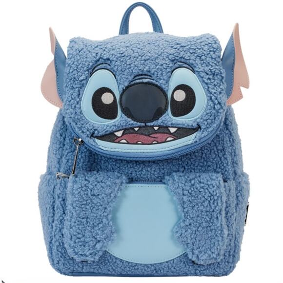 Loungefly Stitch Plush Sherpa Cosplay Mini Backpack - Picture 1 of 7